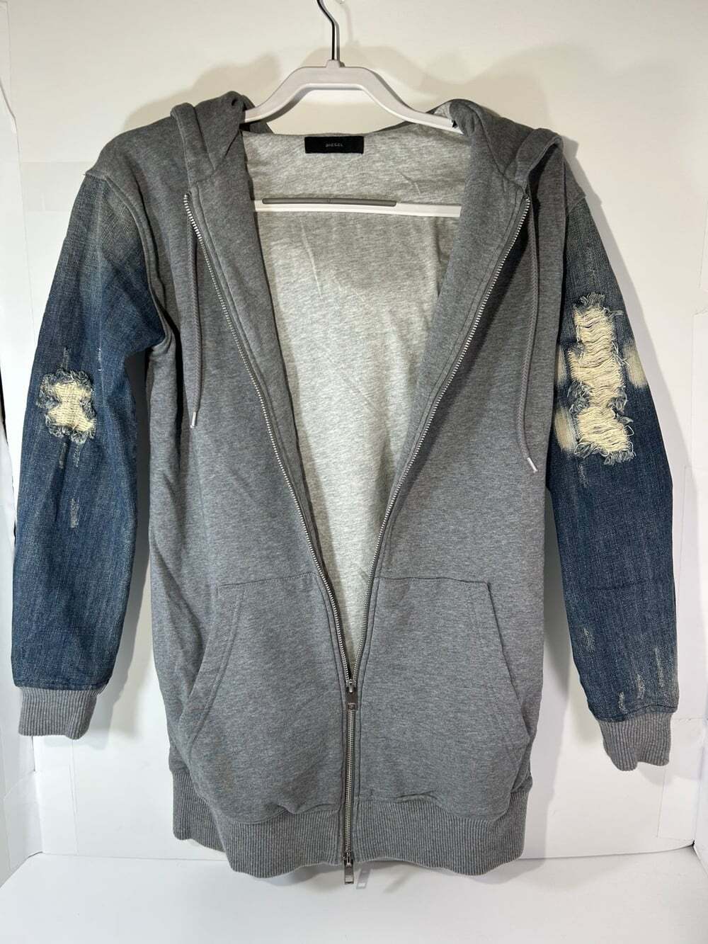 Diesel Women’s M distressed Denim Zip up Hoodie